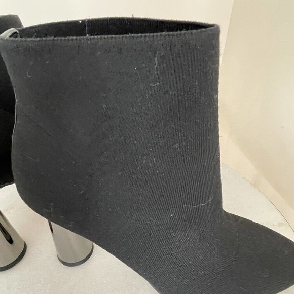 BCBGeneration Conny Black Stretch Fabric Ankle Boot Mirrored Heels Women’s 7.5 - Picture 15 of 16